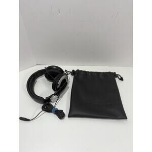 Sennheiser HD 205 Headphones Black Silver W Soft Case Need Ear Pad Replace WORKS